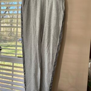 Gray Track Pants with Black Trim